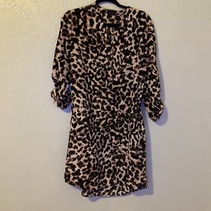 Leopard print shirt dress